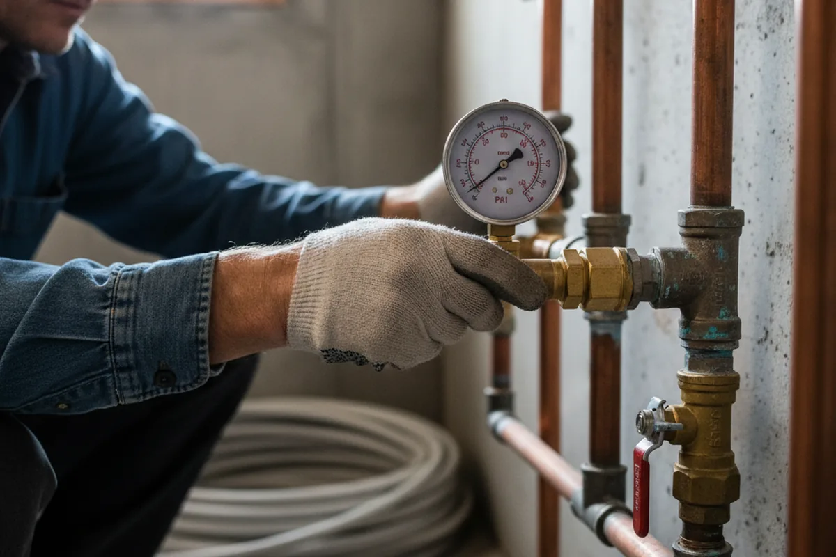 Pressure testing a repaired line during Water Line Repair in Lansdowne